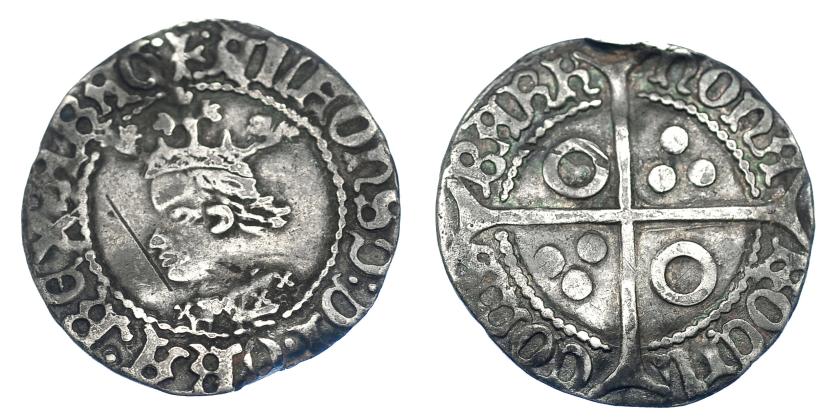 811   -  CORONA DE ARAGÓN. ALFONSO EL MAGNÁNIMO (1416-1458). Croat. Perpiñán. COMS. AR 2,92 g. 24,3 mm. IV-825.3. Golpe en canto y raya en anv. MBC-.