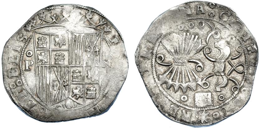 847   -  REYES CATÓLICOS. 2 reales. Segovia. P superada de roel. AR 6,90 g. 29,8 mm. AC-507 vte. Leves vanos. EBC/EBC-.