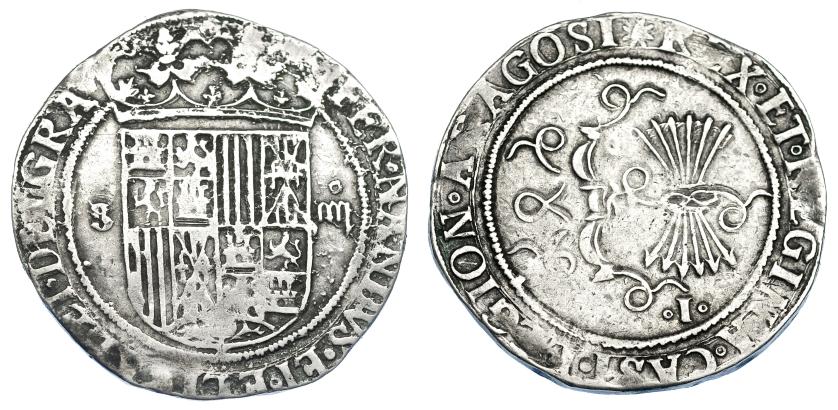 852   -  REYES CATÓLICOS. 4 reales. Sevilla. I entre roeles. AR 13,46 g. 35,1 mm. AC-559 vte. MBC/MBC-. Rara.