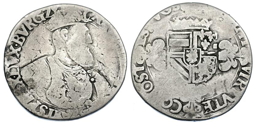 892   -  CARLOS I DE ESPAÑA Y V DE ALEMANIA. BRABANTE. Florín. S/F. Herrera-1425. BC-. Rara.