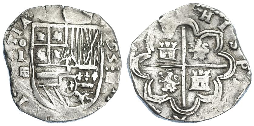 961   -  FELIPE II. 4 reales. 1595. Segovia. I. AC-548. Pequeña grieta. MBC. Escasa.