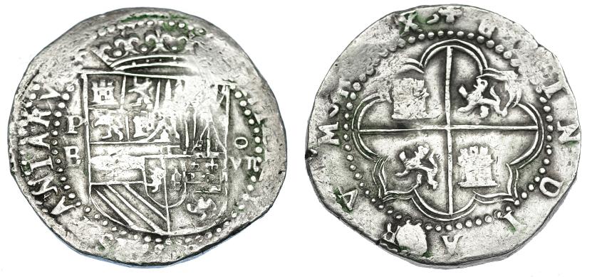 973   -  FELIPE II. 8 reales. S/F. Potosí. B. AC-672. MBC/MBC-.