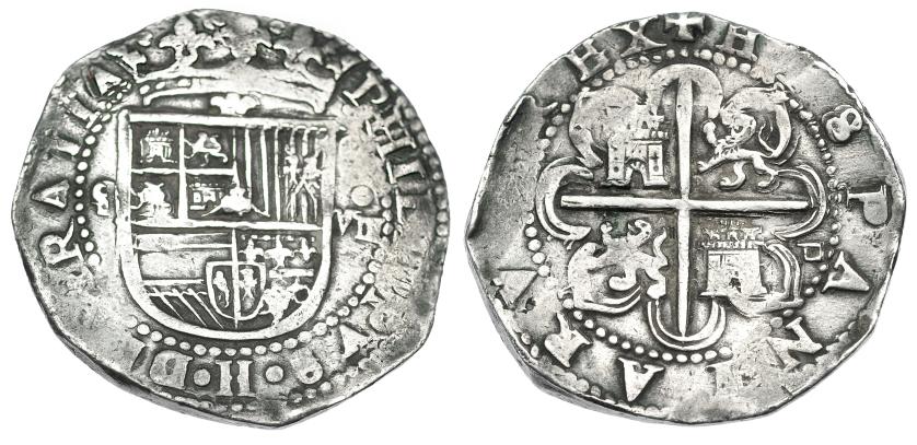 978   -  FELIPE II. 8 reales. S/F. Sevilla. Marca de ensayador Melchor Damián. AC-721. MBC/MBC-.