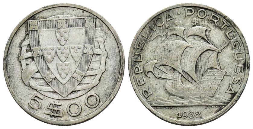 2   -  MONEDAS EXTRANJERAS. PORTUGAL. 5 escudos. 1932. KM-581. MBC+.