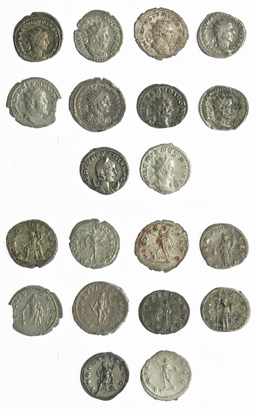 277   -  IMPERIO ROMANO. Lote de 10 antoninianos: Herenia Etruscila, Póstumo (3), Caracalla, Volusiano (2), Claudio II, Trajano Decio y Valeriano. Con P.O. BC+/MBC.