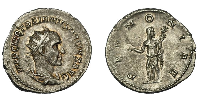322   -  IMPERIO ROMANO. TRAJANO DECIO. Antoniniano. Roma (249). R/ Pannonia con signum mirando a der. VE 3,99 g. 23 mm. RIC-5. P.O. EBC-. Rara.