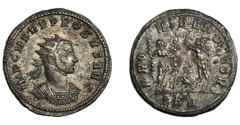 352   -  IMPERIO ROMANO. PROBO. Antoniniano. Serdica (276-282). R/ Providentia con dos estandartes frente al Sol; PROVIDEN DEOR, exergo KA(-). VE 4,98 g. 23,1 mm. RIC-846. MBC.