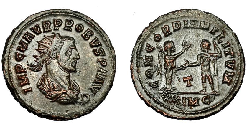361   -  IMPERIO ROMANO. PROBO. Antoniniano. Cyzicus (276-282). R/ Probo con lanza a izq. frente a Victoria que le tiende una corona; CONCORDIA MILITVM, T/XXIMC. VE 4,21 g. 22,9 mm. RIC-907. EBC-.