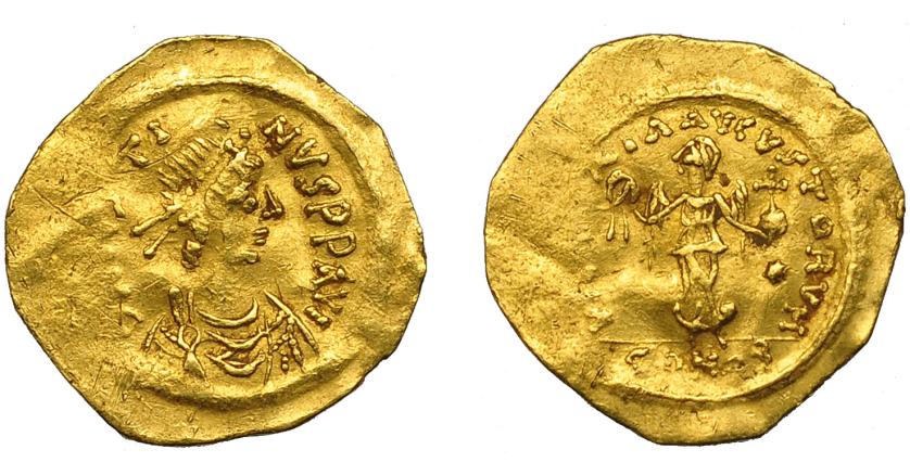 384   -  IMPERIO BIZANTINO. JUSTINO I. Tremissis. Constantinopla (527-565). AU 1,41 g. 16,6 mm. SBB-353. Vanos. MBC-.