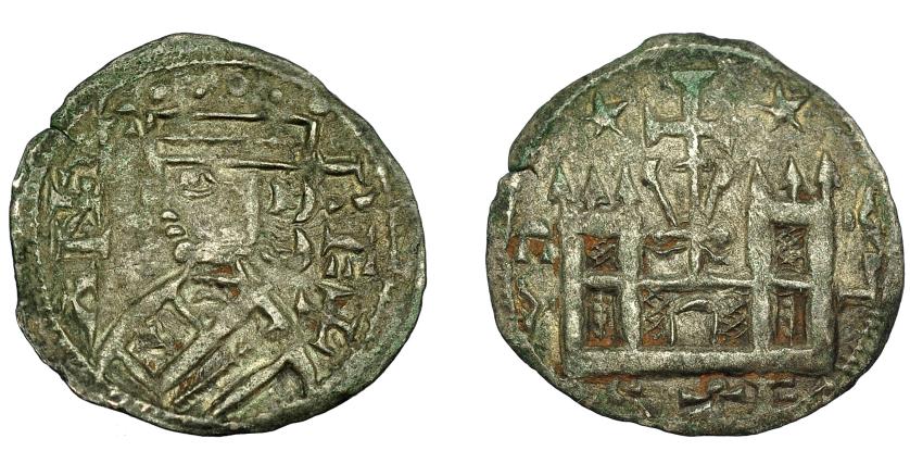 414   -  REINOS DE CASTILLA Y LEÓN. ALFONSO VIII. Dinero. Marcas *-*. VE 0,78 g. 16,7 mm. III-205. BMM-312. MBC+.