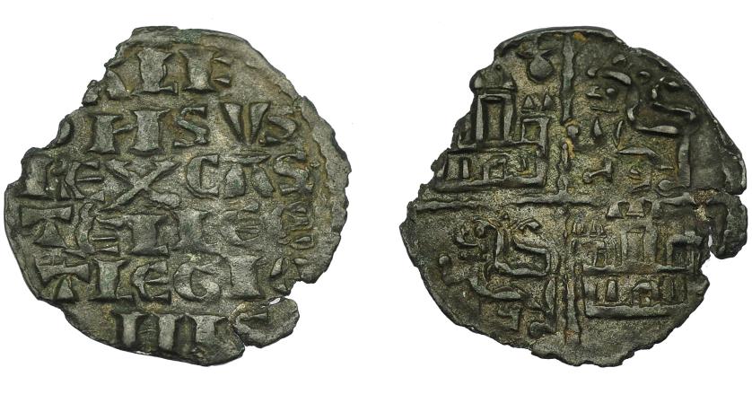 415   -  REINOS DE CASTILLA Y LEÓN. ALFONSO X. Dinero. Coruña. VE 0,63 g. 17,1 mm. III-230. BMM-361. Roturas al borde. MBC+. 