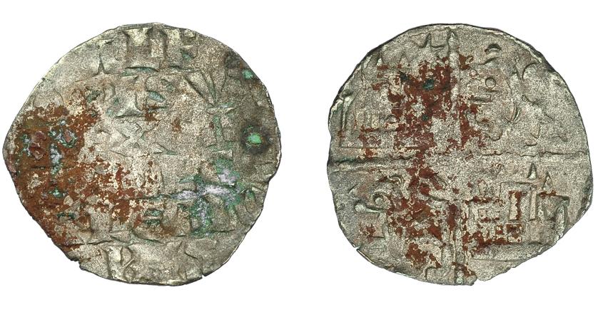 416   -  REINOS DE CASTILLA Y LEÓN. ALFONSO X. Dinero de seis líneas. Marca estrella. VE 0,73 g. 17,4 mm. III-234. BMM-373. Oxidaciones. MBC-.