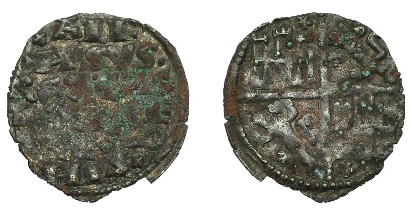 421   -  REINOS DE CASTILLA Y LEÓN. ALFONSO X. Dinero de seis líneas. Marca roseta en primer y tercer cuadrante. VE 0,78 g. 17,5 mm. III-243. BMM-365. Leves oxidaciones. MBC-.