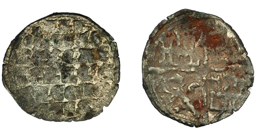 423   -  REINOS DE CASTILLA Y LEÓN. ALFONSO X. Dinero. Marca ¿espada? VE 0,74 g 17,6 mm. III-244 vte. BMM-367. Acuñación floja. MBC.