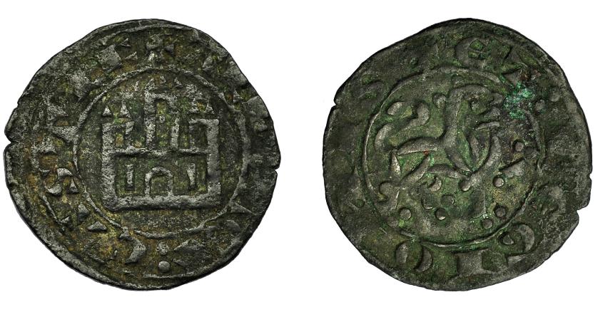 434   -  REINOS DE CASTILLA Y LEÓN. ALFONSO X. Maravedí prieto-dinero. Sin ceca. VE 0,90 g. 17,4 mm. III-276. BMM-389. MBC.