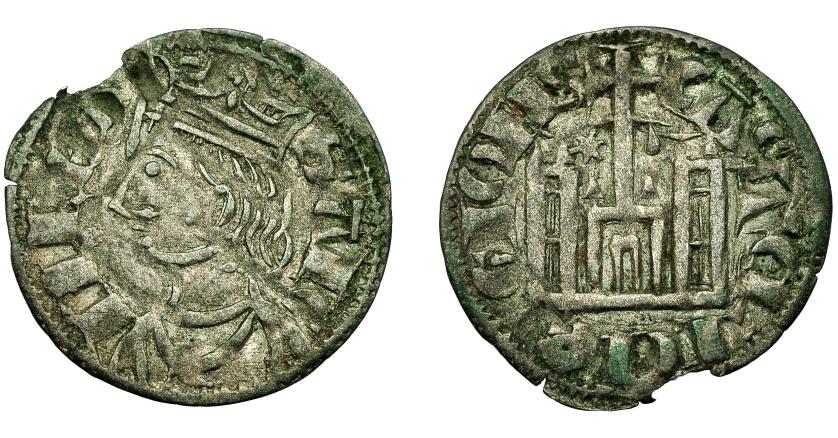 441   -  REINOS DE CASTILLA Y LEÓN. SANCHO IV. Cornado. Coruña. *-venera. VE 0,74 g. 18,07 mm. III-297.1. BMM-428.Pequeña rotura al borde. MBC.  Escasa.