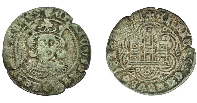 482   -  REINOS DE CASTILLA Y LEÓN. ENRIQUE IV. Cuartillo. Sevilla. VE 2,65 g. 26,1 mm. III-755. BMM-1023. Grieta. BC+.