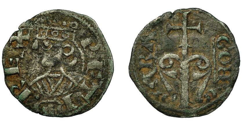 493   -  CORONA DE ARAGÓN. PEDRO EL CATÓLICO (1196-1213). Dinero. Aragón. VE 0,97 g. 18,2 mm. IV-302. MBC-.