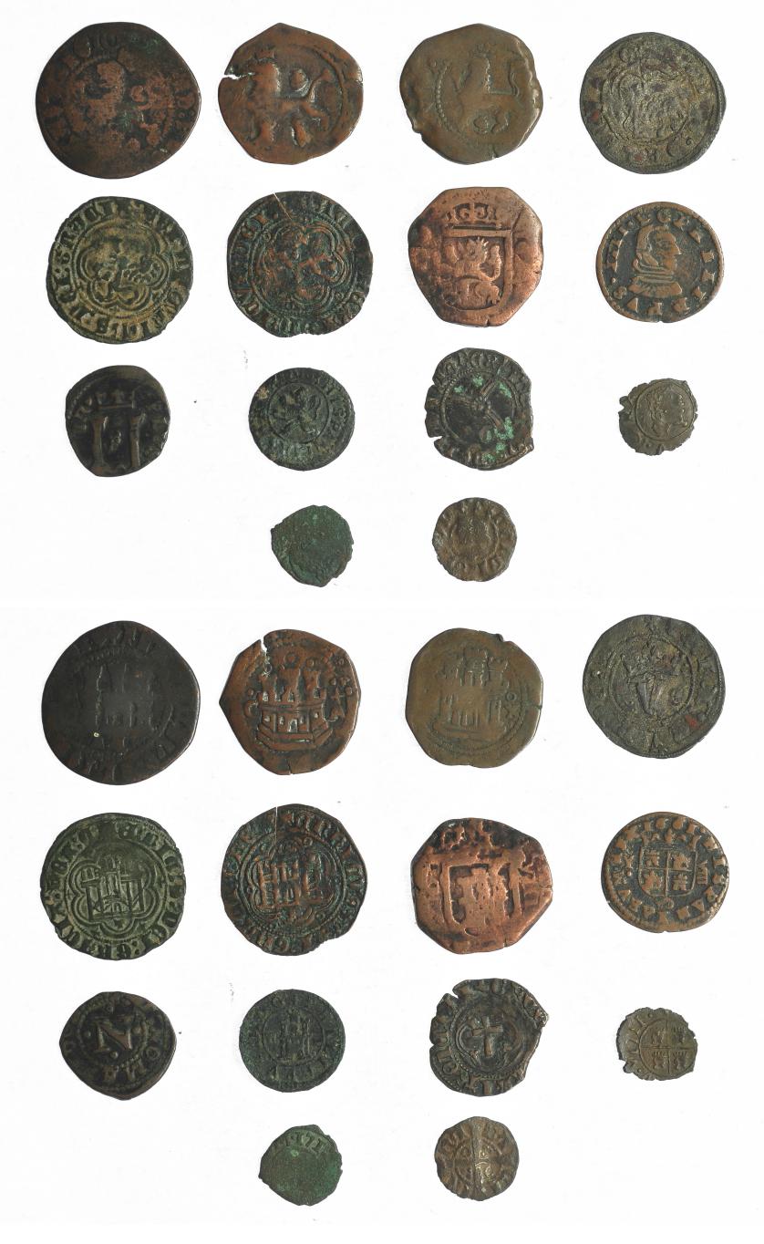 518   -  FELIPE II. Lote de 14 cobres. Siglos XV-XVIII. De RC a MBC.