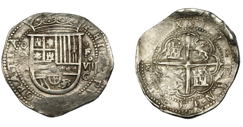526   -  FELIPE II. 8 reales. 1590/89. Granada. F. AC-645 vte. Rara. MBC.