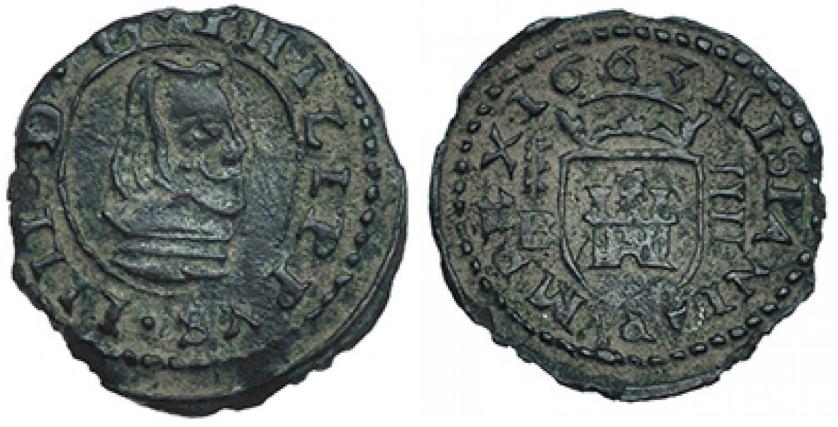 539   -  FELIPE IV. 4 maravedís. 1663. Segovia. BR. RS-610. AC-255. MBC.