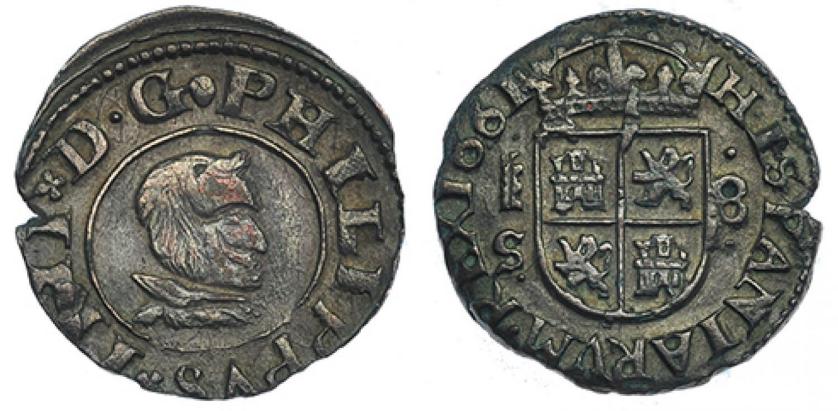 541   -  FELIPE IV. 8 maravedíes. 1661. Segovia. S. RS-565 vte. JS-548. MBC/MBC+.