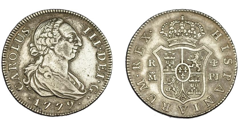 585   -  CARLOS III. 4 reales. 1779. Madrid. PJ. VI-735. Pequeñas marcas. MBC/MBC+.