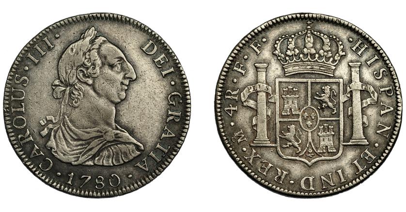 586   -  CARLOS III. 4 reales. 1780. México. FF. VI-768. MBC.