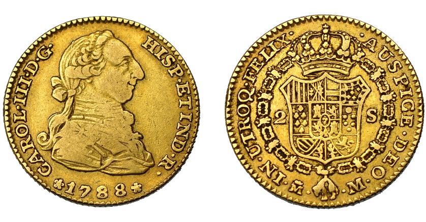 595   -  CARLOS III. 2 escudos. 1788. Madrid. M. VI-1297. MBC-.