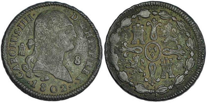 607   -  CARLOS IV. 8 maravedís. 1802. Segovia. VI-75. BC+/MBC-.