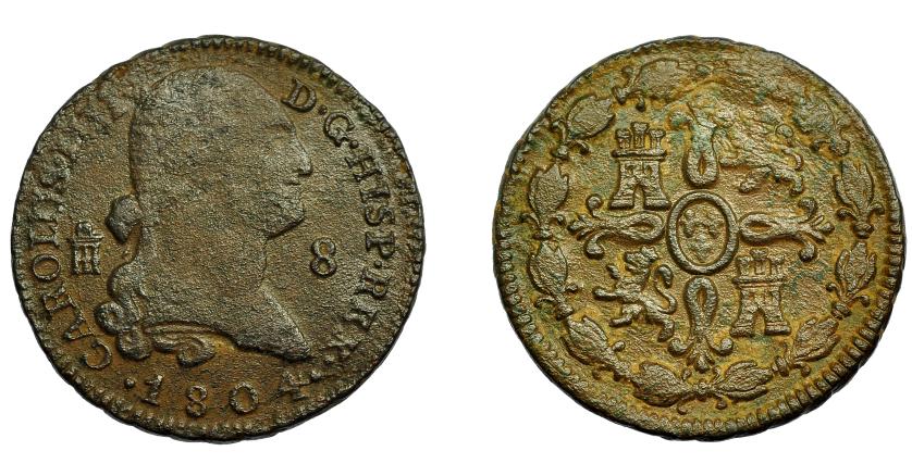 609   -  CARLOS IV. 8 maravedís. 1804. Segovia. VI-77. BC+.