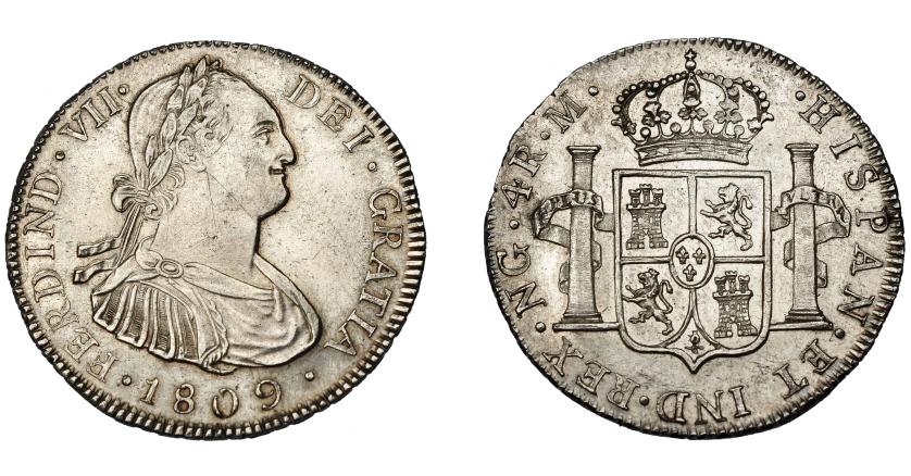 641   -  FERNANDO VII. 4 reales. 1809. Guatemala. M. VI-849. Pequeñas marcas. EBC/EBC+. Muy rara en esta conservación.