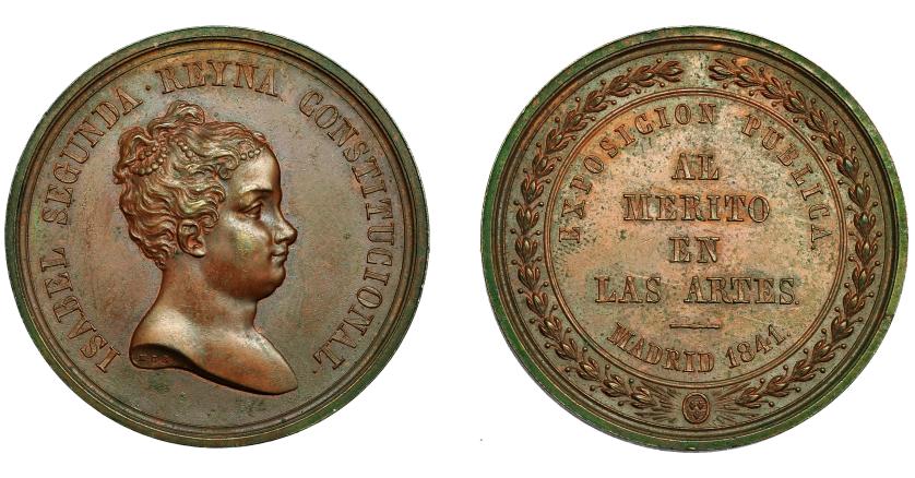 665   -  ISABEL II. Medalla Exposición Pública de Madrid. 1841. SV. M.G.S. AE 40 mm. EBC-/EBC.