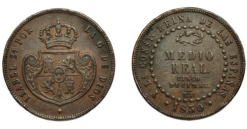 683   -  ISABEL II. 1/2 real. 1850. Segovia. VI-116. MBC.