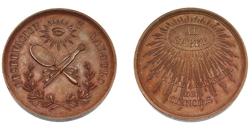 717   -  ALFONSO XII. Medalla. Real Academia de Ciencias. AE 41,7 mm. EBC-.
