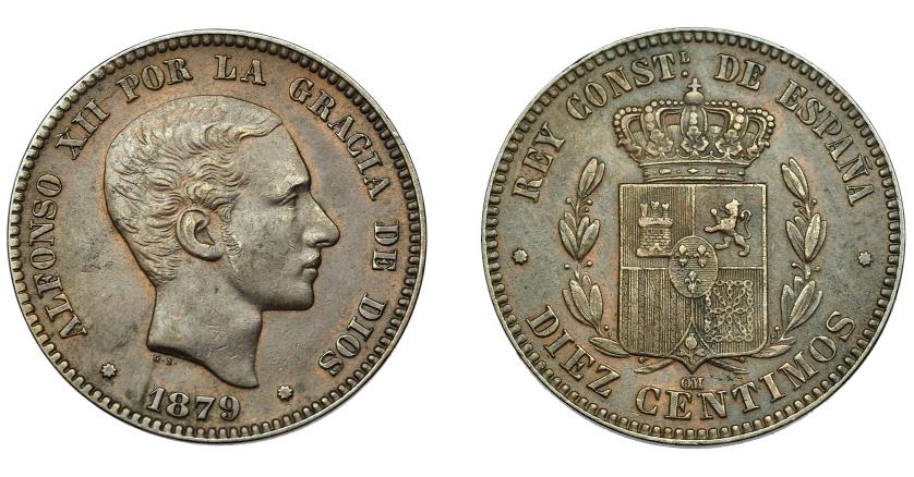 721   -  ALFONSO XII. 10 céntimos. 1879. Barcelona. OM. VII-47. EBC-. 