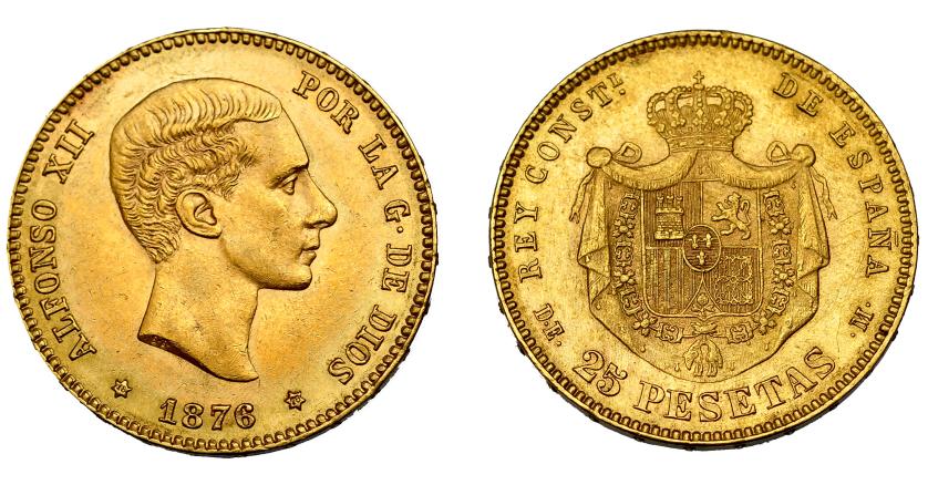 729   -  ALFONSO XII. 25 pesetas. 1876 *18-76.. Madrid. DEM. VII-103. EBC-.