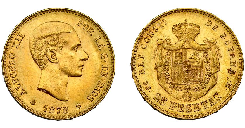 736   -  ALFONSO XII. 25 pesetas. 1878*18-78. Madrid. DEM. VII-105. EBC-/EBC.