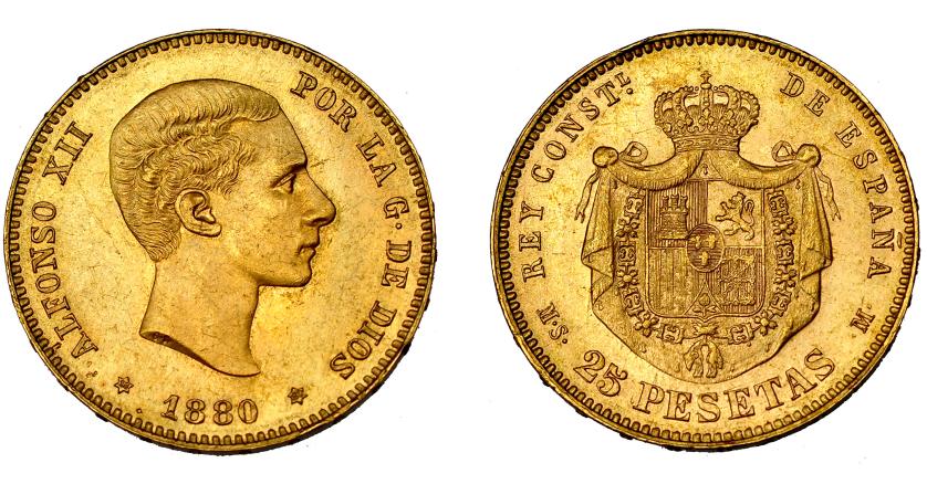 748   -  ALFONSO XII. 25 pesetas. 1880*18-80. Madrid. MSM. VII-108. EBC-.