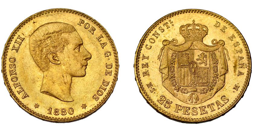 750   -  ALFONSO XII. 25 pesetas. 1880*18-80. Madrid. MSM. VII-108. EBC-.