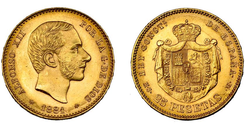 753   -  ALFONSO XII. 25 pesetas. 1881*18-81. Madrid. MSM. VII-110. MBC+/EBC-.