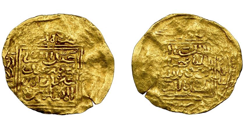 796   -  MONEDAS EXTRANJERAS. MUNDO ISLÁMICO. Meriníes. 1/2 dinar. Abu Said Utman III. Azammur. AU 2,30 g. 25,9 mm. Ligeramente descentrada. MBC-.