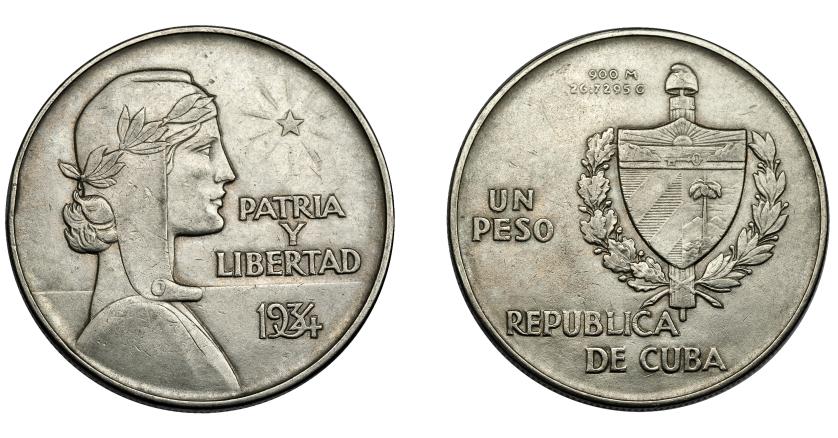 871   -  MONEDAS EXTRANJERAS. CUBA. Peso. 1934. KM-22. MBC+.