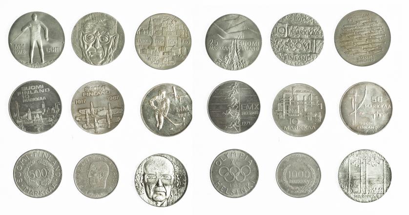899   -  MONEDAS EXTRANJERAS. FINLANDIA. Lote de 9 monedas. De 1952 a 1982. EBC/SC