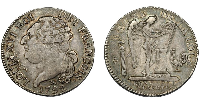 911   -  MONEDAS EXTRANJERAS. FRANCIA. Luis XVI. 1/2 escudo. 1792A. KM-613.1. MBC-.
