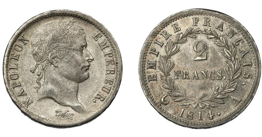 914   -  MONEDAS EXTRANJERAS. FRANCIA. 2 francos. 1814. A. Gadoury-501. MBC+.