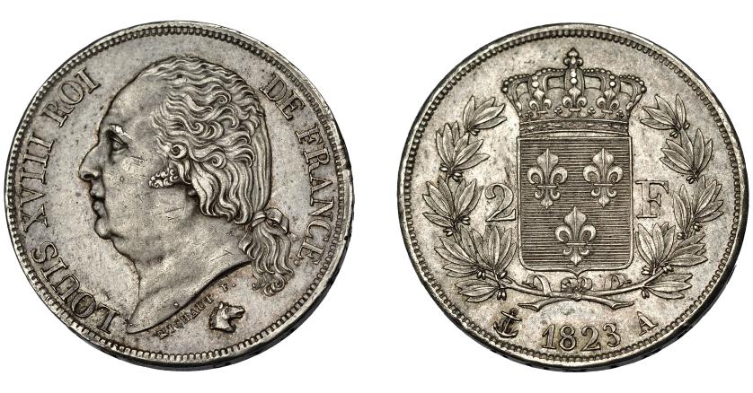 915   -  MONEDAS EXTRANJERAS. FRANCIA. 2 francos. 1823.A. KM-710.1. EBC-.