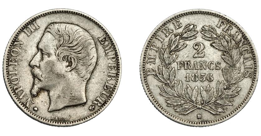 917   -  MONEDAS EXTRANJERAS. FRANCIA. 2 francos. 1856. BB. Marca de ceca pequeña- KM-780.2. MBC-(MBC.