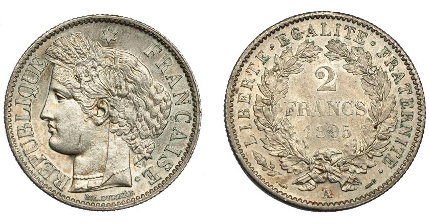 919   -  MONEDAS EXTRANJERAS. FRANCIA. 2 francos. 1895. A. KM-822.1. EBC+.