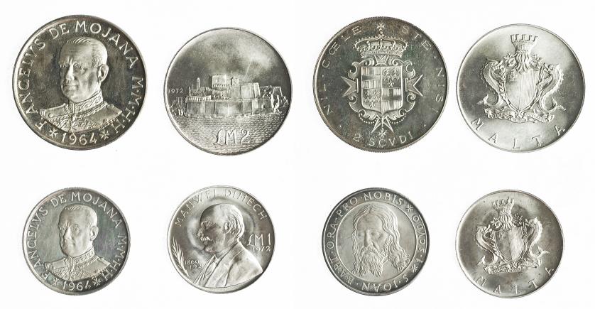 950   -  MONEDAS EXTRANJERAS. MALTA. Lote de 4 monedas. 1962-1972. SC.